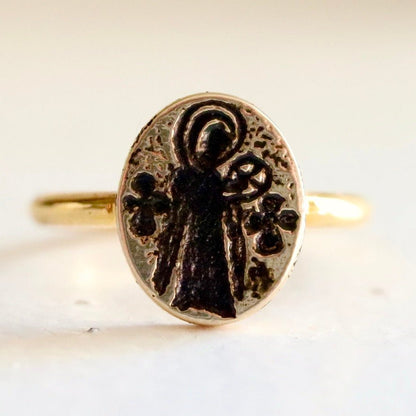 Virgin and Child Byzantine Ring - Gold