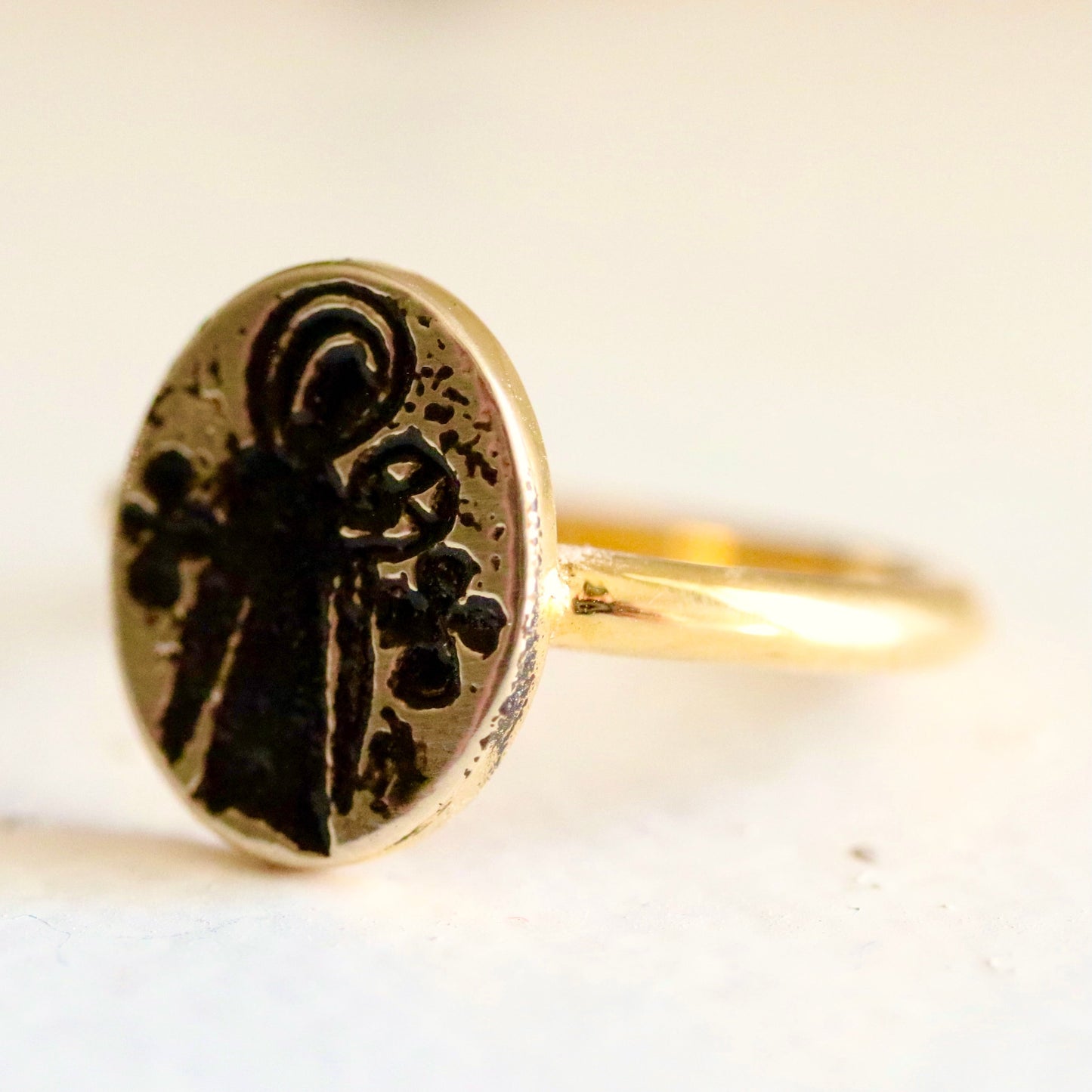 Virgin and Child Byzantine Ring - Gold