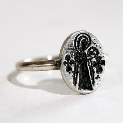 Virgin and Child Byzantine Ring - Silver